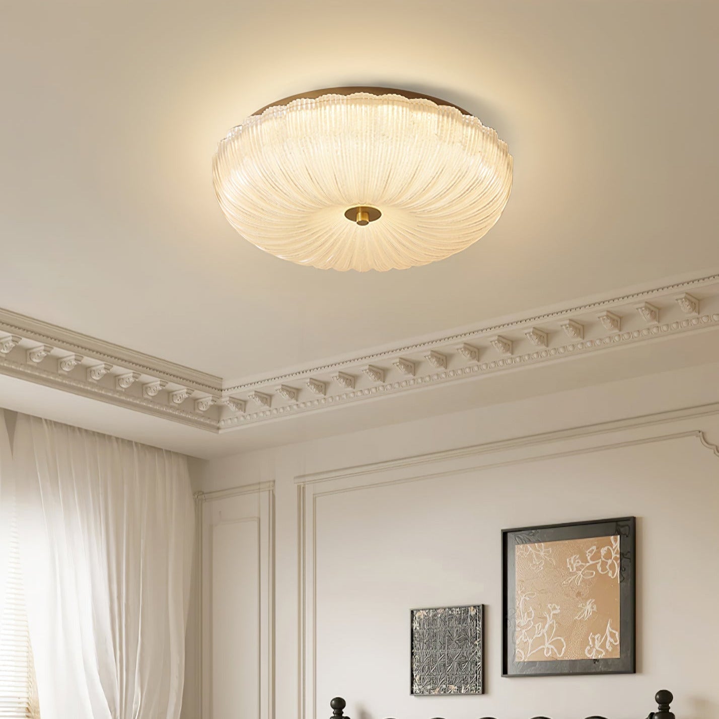 Ripple Glass Flush Mount Ceiling Light – Textured LED Halo Fixture