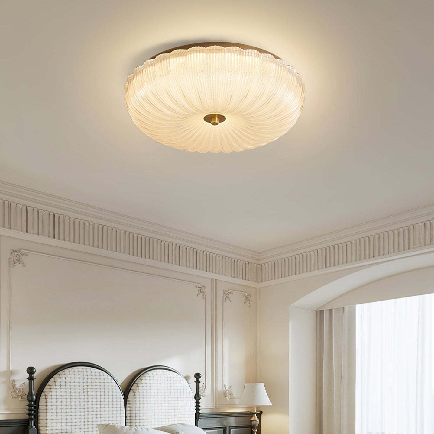 Ripple Glass Flush Mount Ceiling Light – Textured LED Halo Fixture
