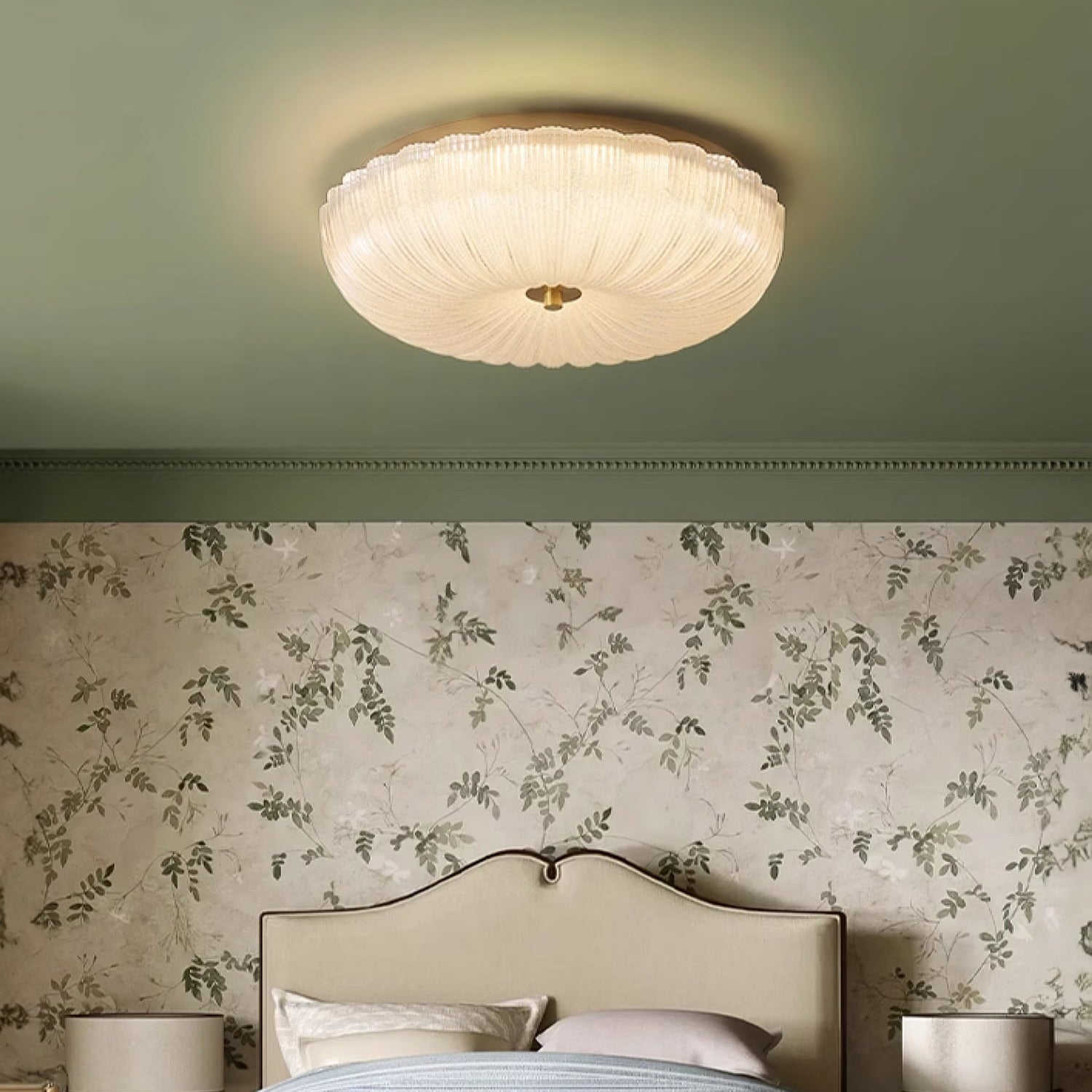 Ripple Glass Flush Mount Ceiling Light – Textured LED Halo Fixture