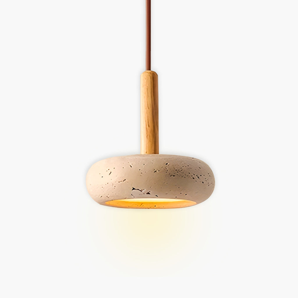 Travertine Stone Pendant Light – Modern Minimalist Hanging Lamp