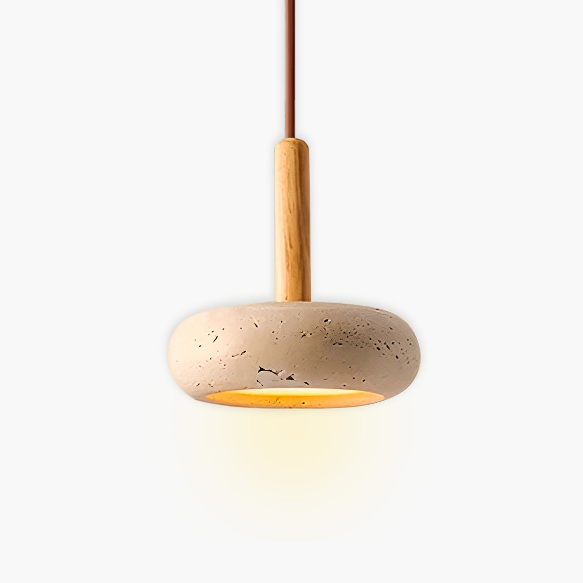 Travertine Stone Pendant Light – Modern Minimalist Hanging Lamp