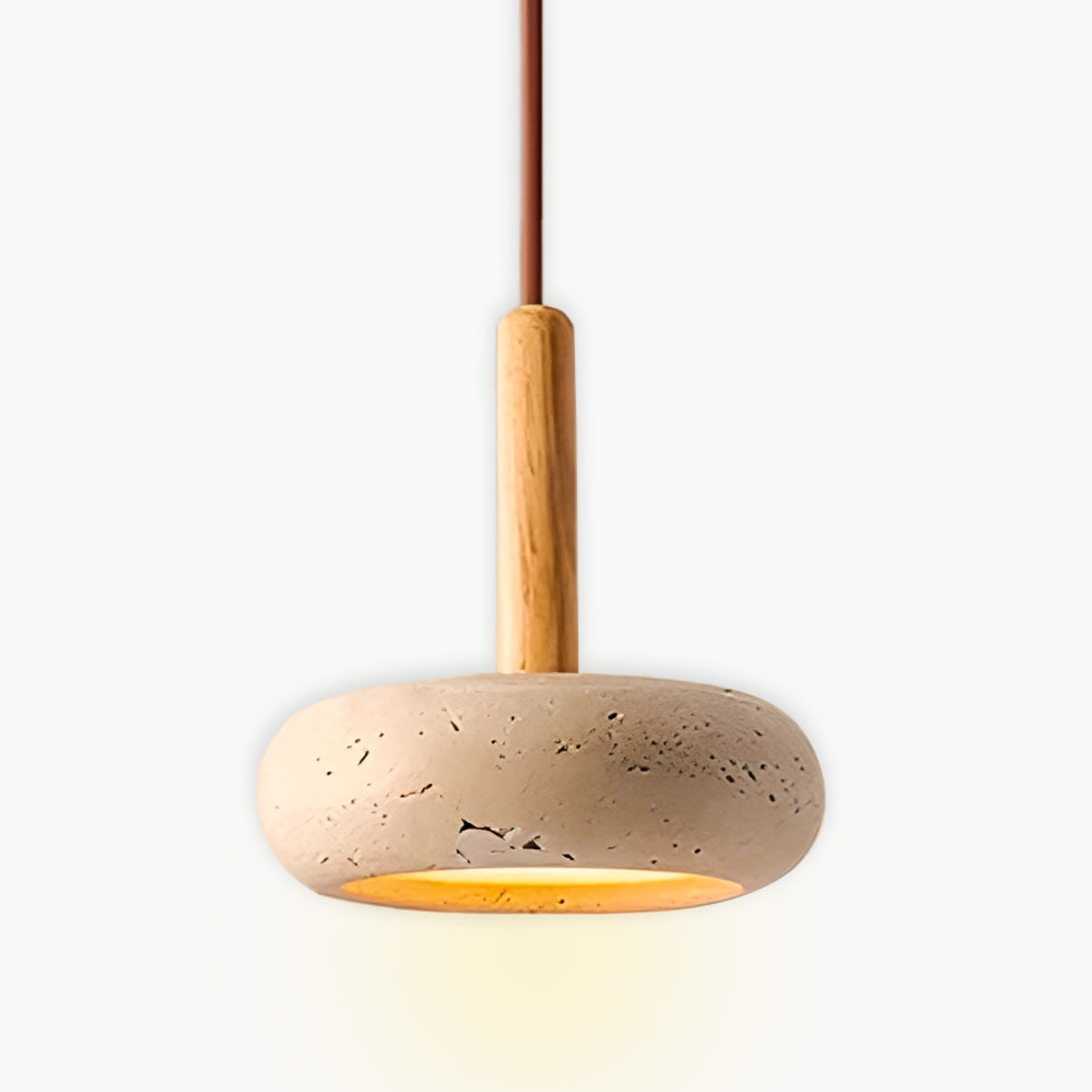 Travertine Stone Pendant Light – Modern Minimalist Hanging Lamp