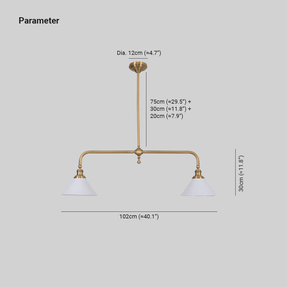 Vintage Brass 2-Light Linear Pendant Light – Kitchen Island Ceiling Light