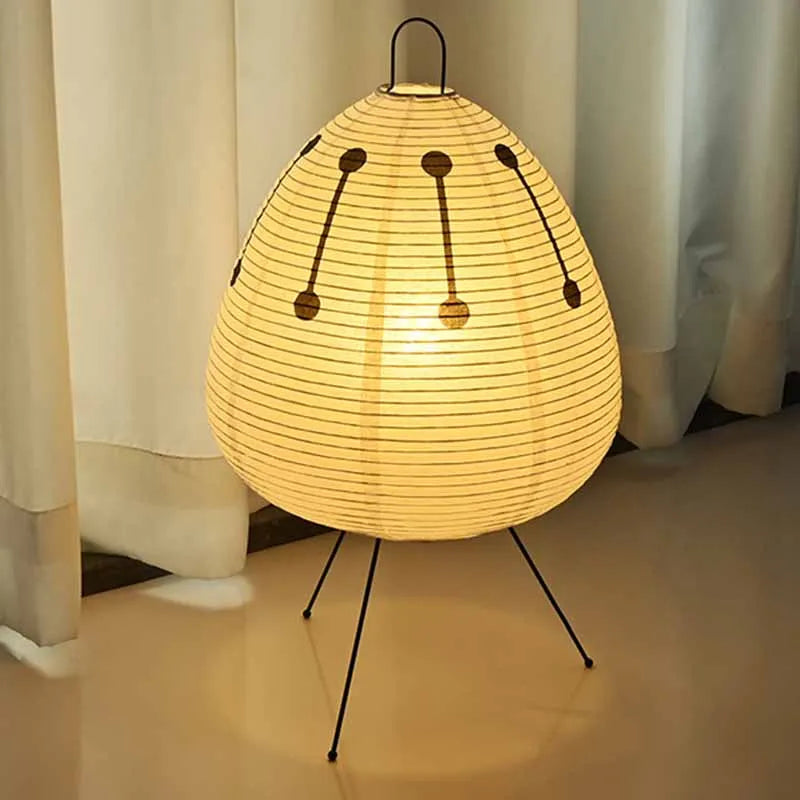 Japanese Rice Paper Table Lamp – Tripod Wabi-Sabi Lantern