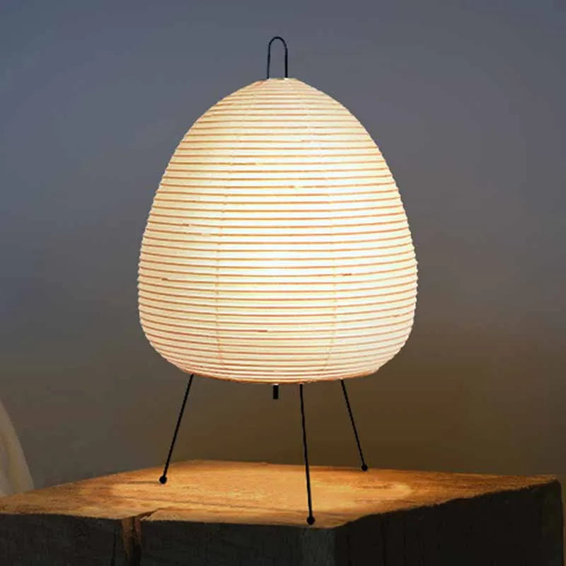 Japanese Rice Paper Table Lamp – Tripod Wabi-Sabi Lantern