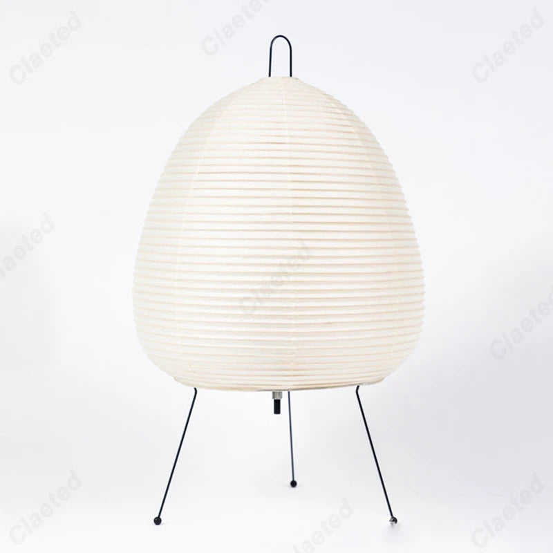 Japanese Rice Paper Table Lamp – Tripod Wabi-Sabi Lantern