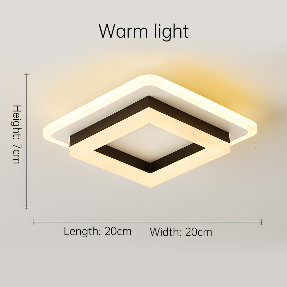 Modern Square LED Flush Ceiling Light – 20cm Geometric Low Profile Fixture