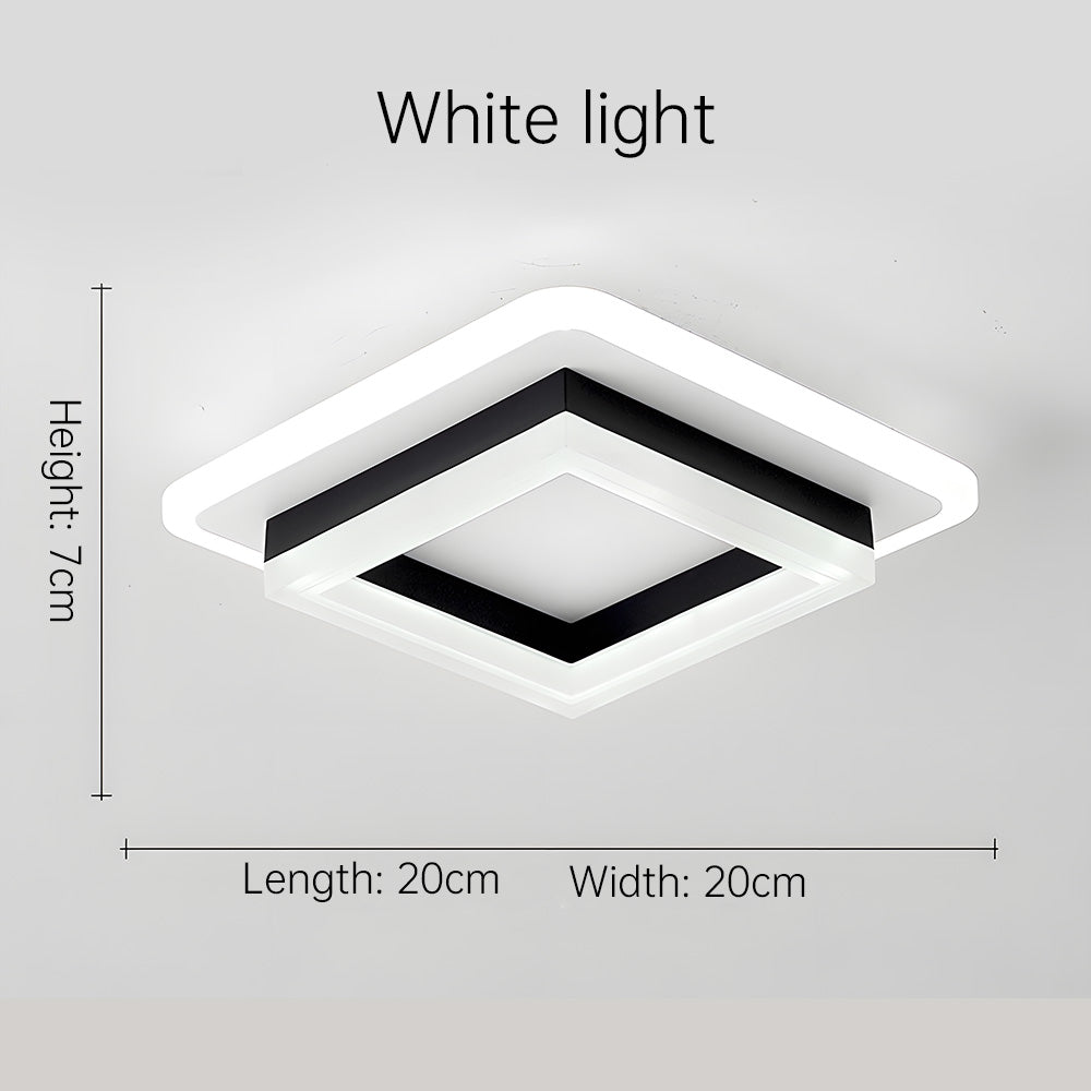 Modern Square LED Flush Ceiling Light – 20cm Geometric Low Profile Fixture