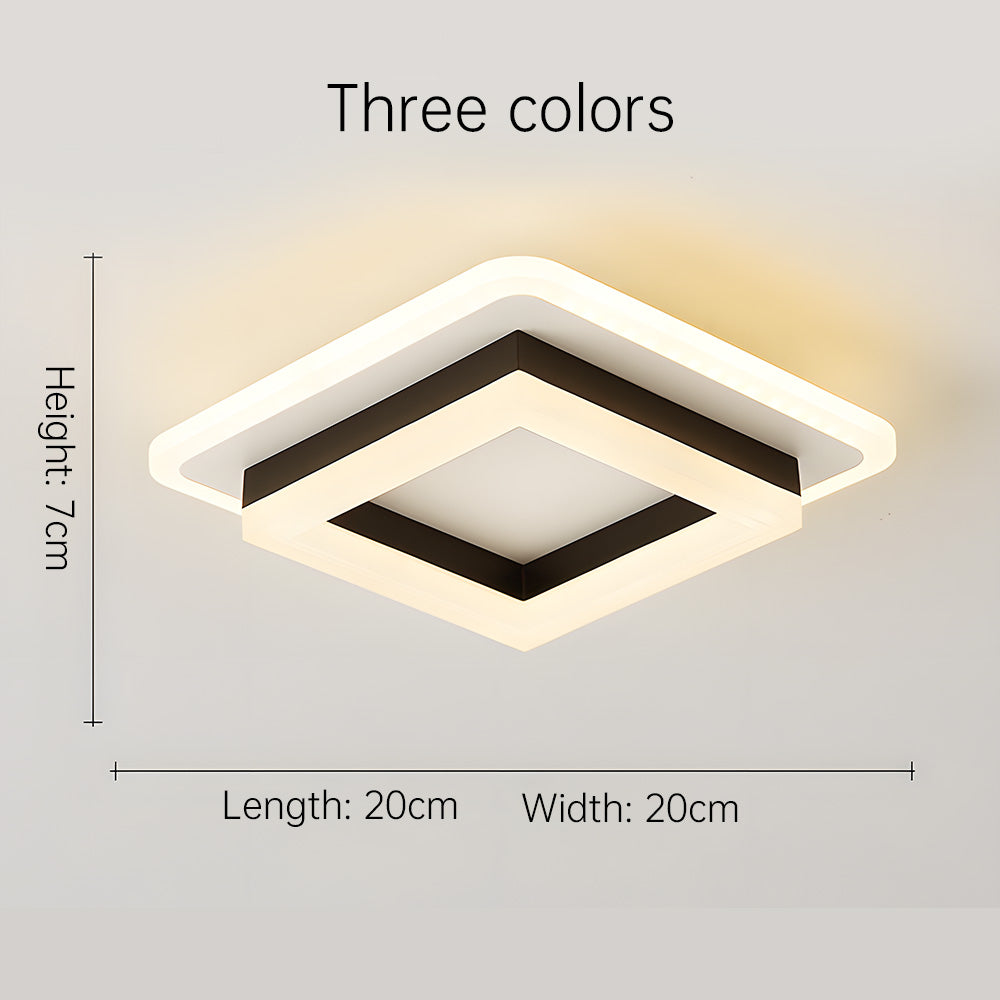 Modern Square LED Flush Ceiling Light – 20cm Geometric Low Profile Fixture