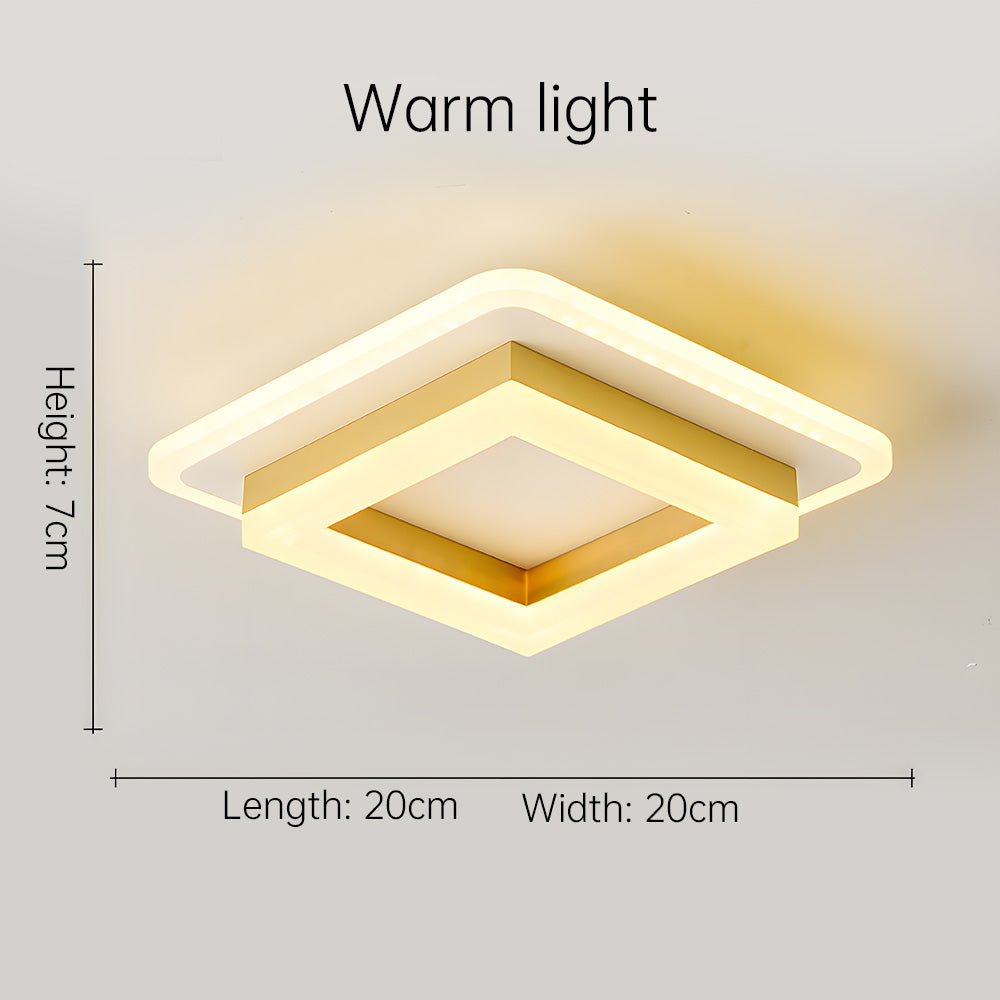 Modern Square LED Flush Ceiling Light – 20cm Geometric Low Profile Fixture