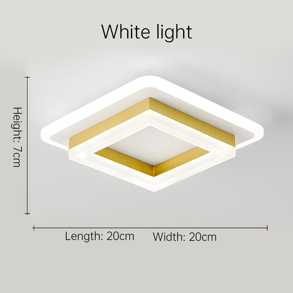 Modern Square LED Flush Ceiling Light – 20cm Geometric Low Profile Fixture