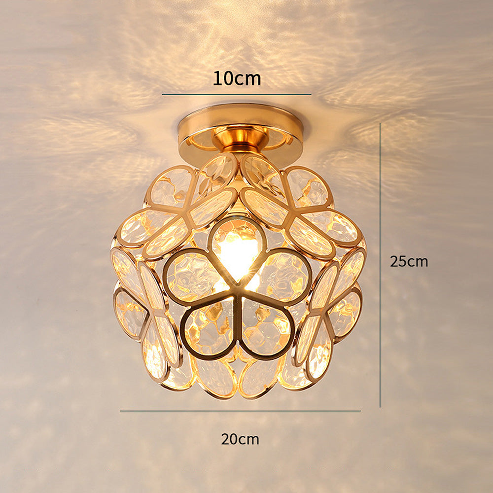 Floral Glass Globe Flush Ceiling Light