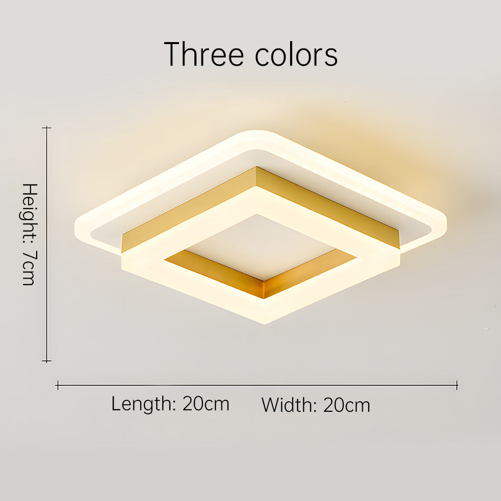 Modern Square LED Flush Ceiling Light – 20cm Geometric Low Profile Fixture
