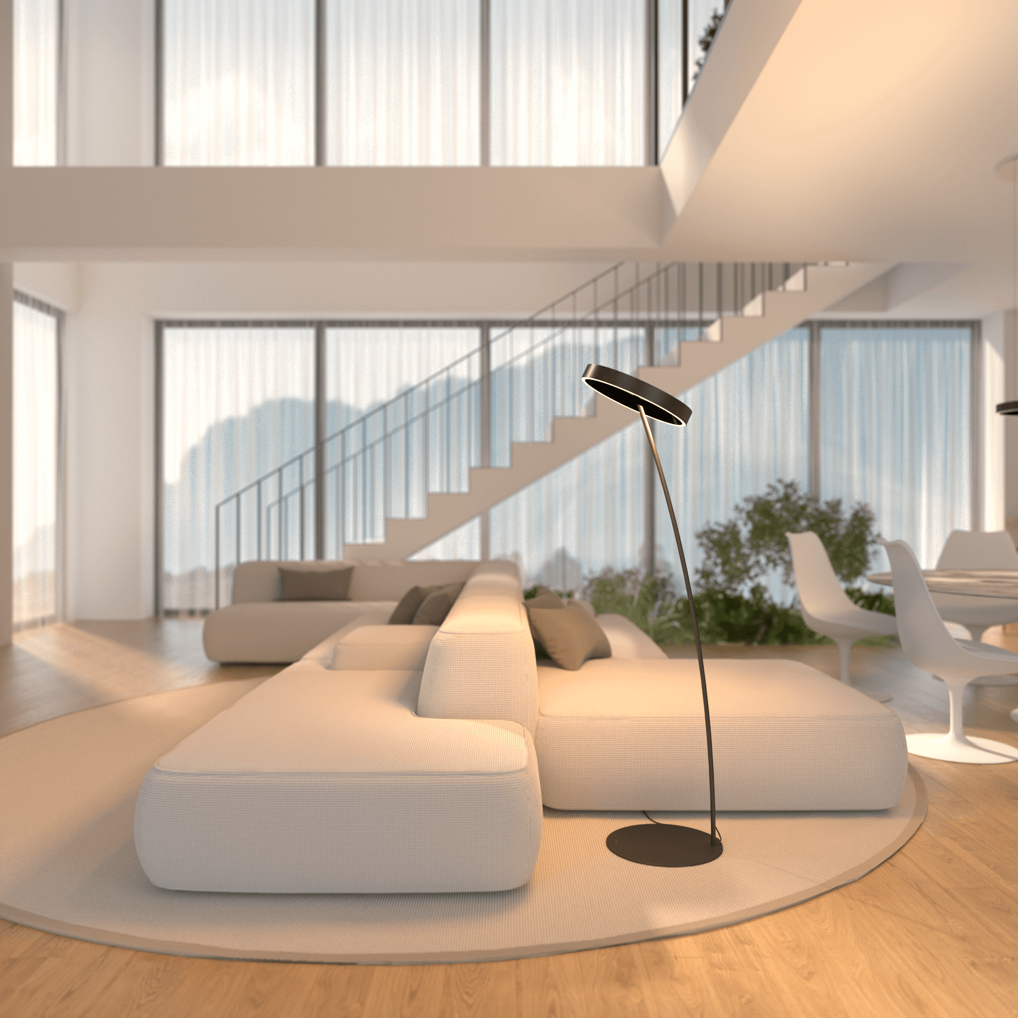 Modern LED Ring Floor Lamp – Minimalist Standing Light for Living Room