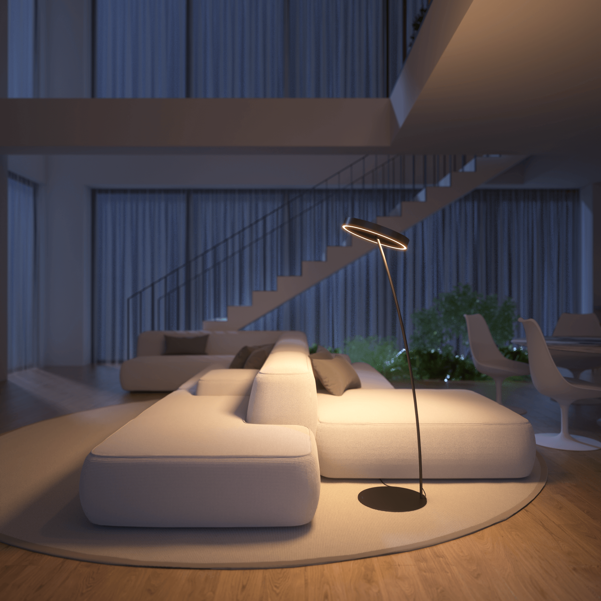 Modern LED Ring Floor Lamp – Minimalist Standing Light for Living Room