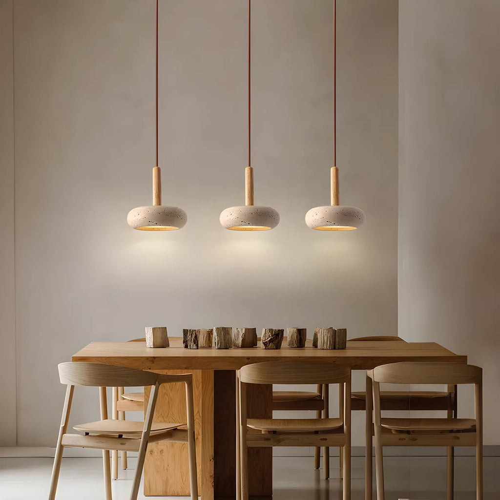 Travertine Stone Pendant Light – Modern Minimalist Hanging Lamp