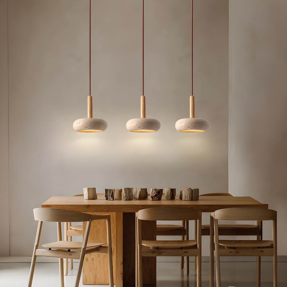 Travertine Stone Pendant Light – Modern Minimalist Hanging Lamp