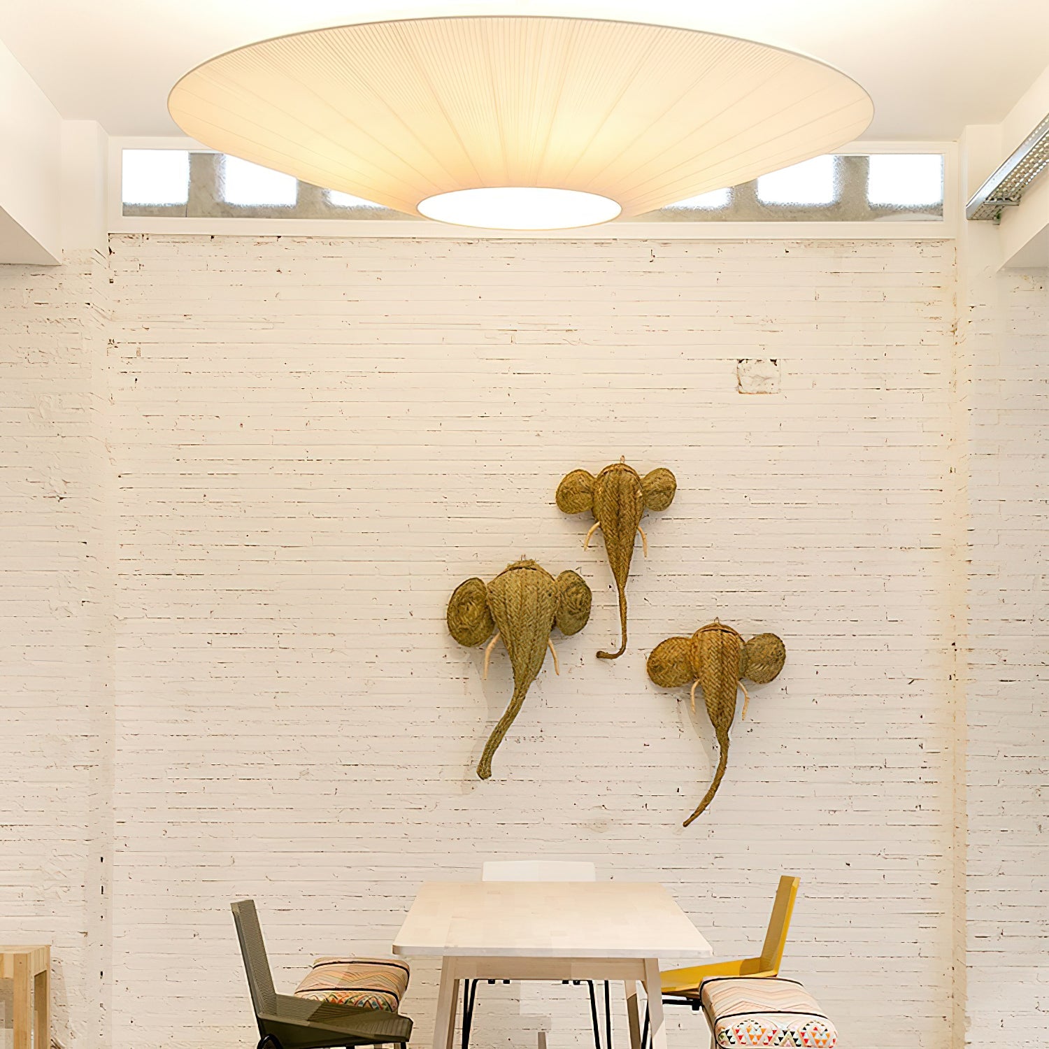 Siam Geometric Flush Mount Ceiling Light with Fabric Diffuser