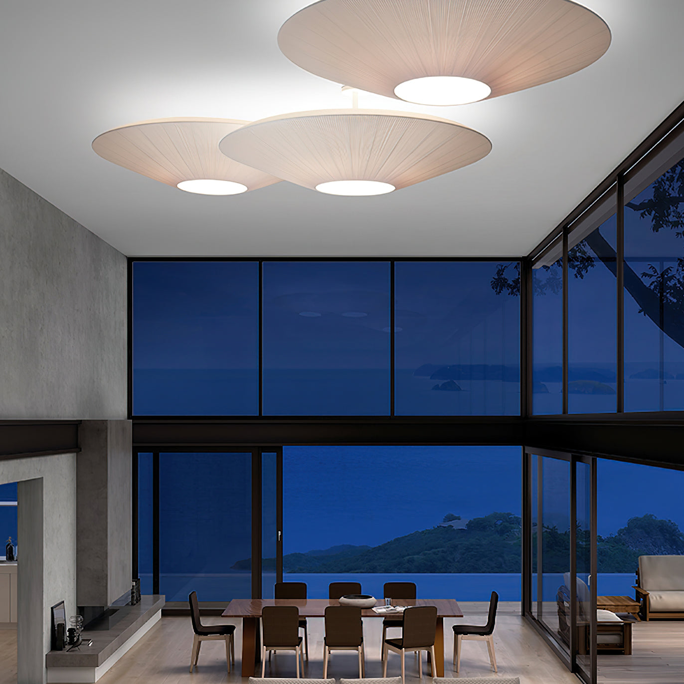 Siam Geometric Flush Mount Ceiling Light with Fabric Diffuser