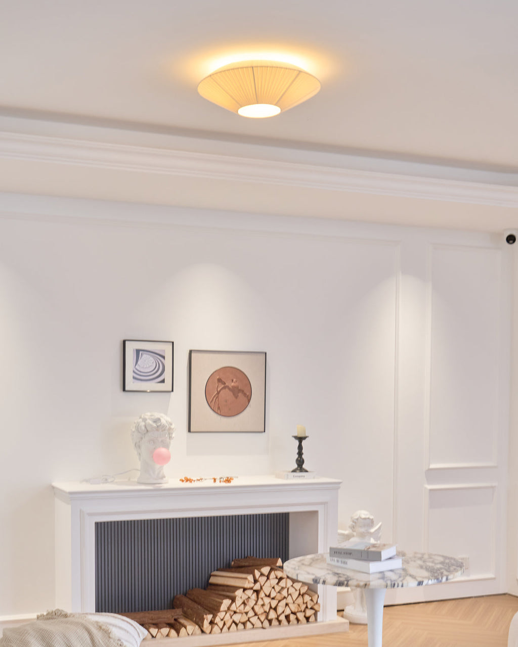 Siam Geometric Flush Mount Ceiling Light with Fabric Diffuser