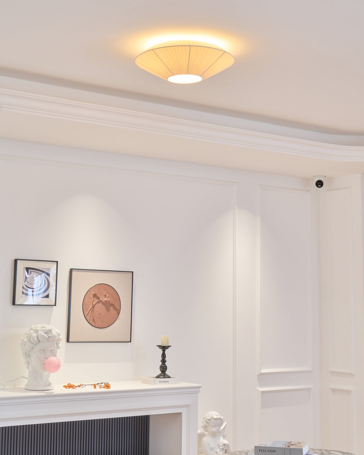 Siam Geometric Flush Mount Ceiling Light with Fabric Diffuser