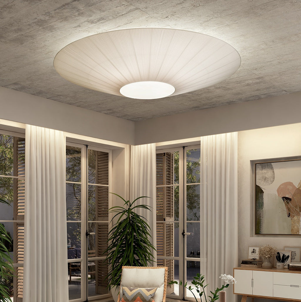 Siam Geometric Flush Mount Ceiling Light with Fabric Diffuser