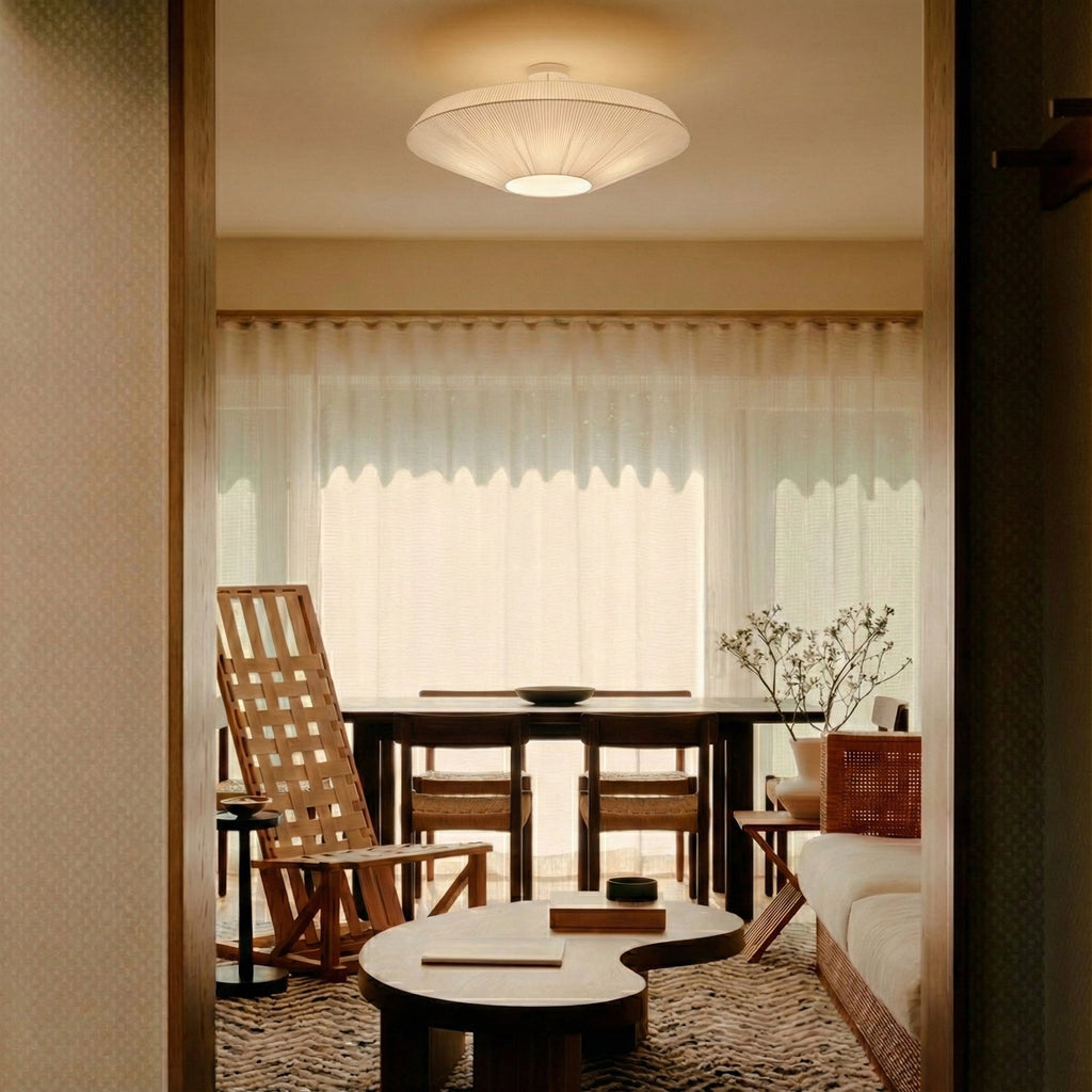 Siam Geometric Flush Mount Ceiling Light with Fabric Diffuser