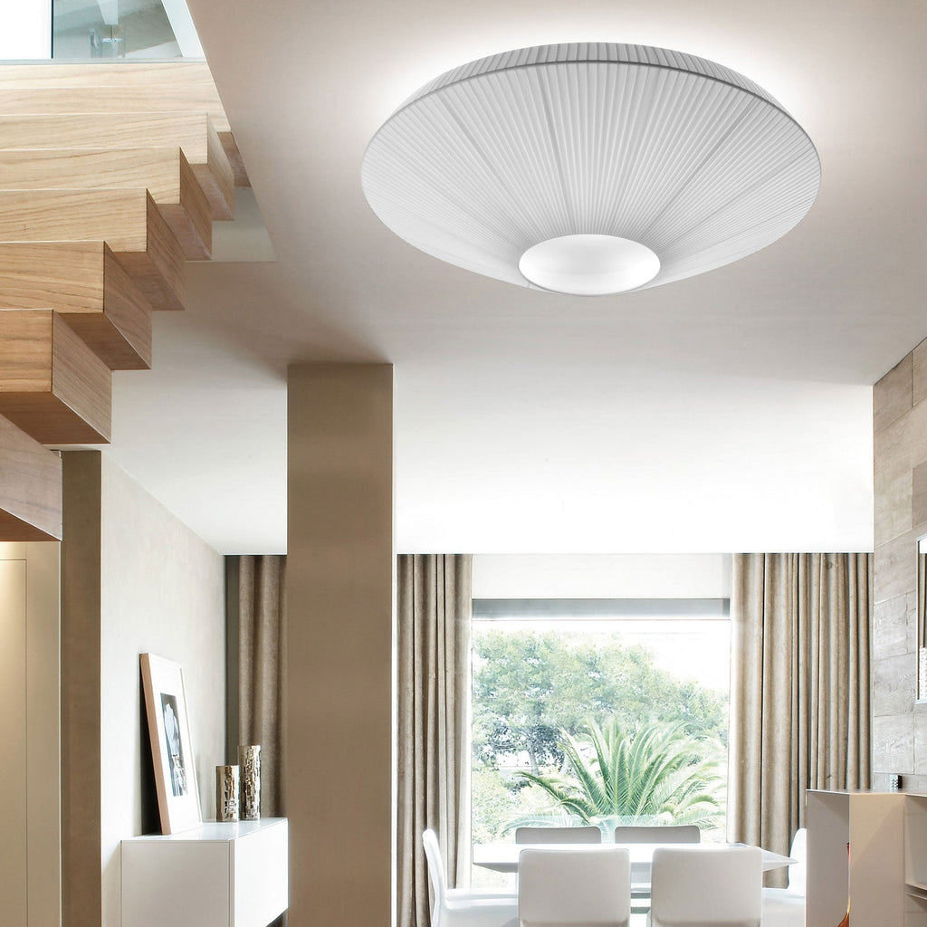 Siam Geometric Flush Mount Ceiling Light with Fabric Diffuser