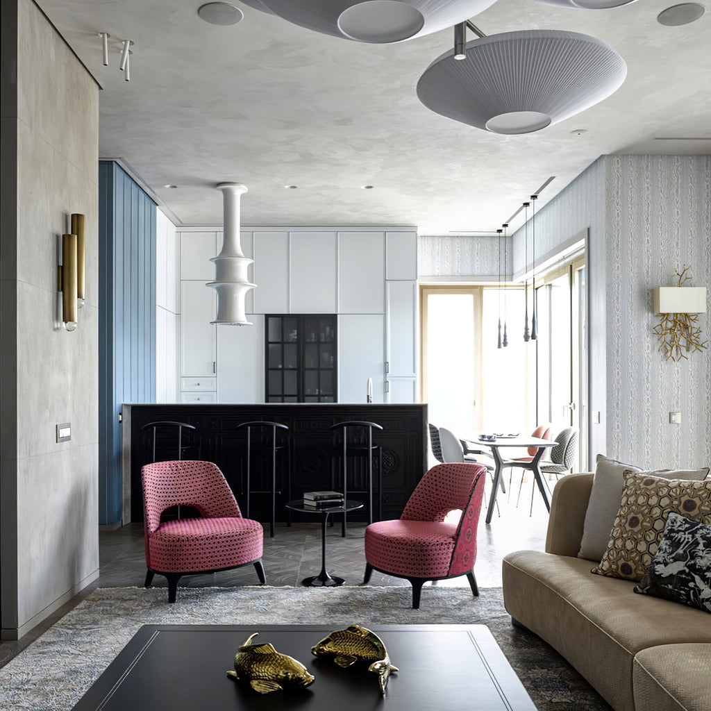 Siam Geometric Flush Mount Ceiling Light with Fabric Diffuser