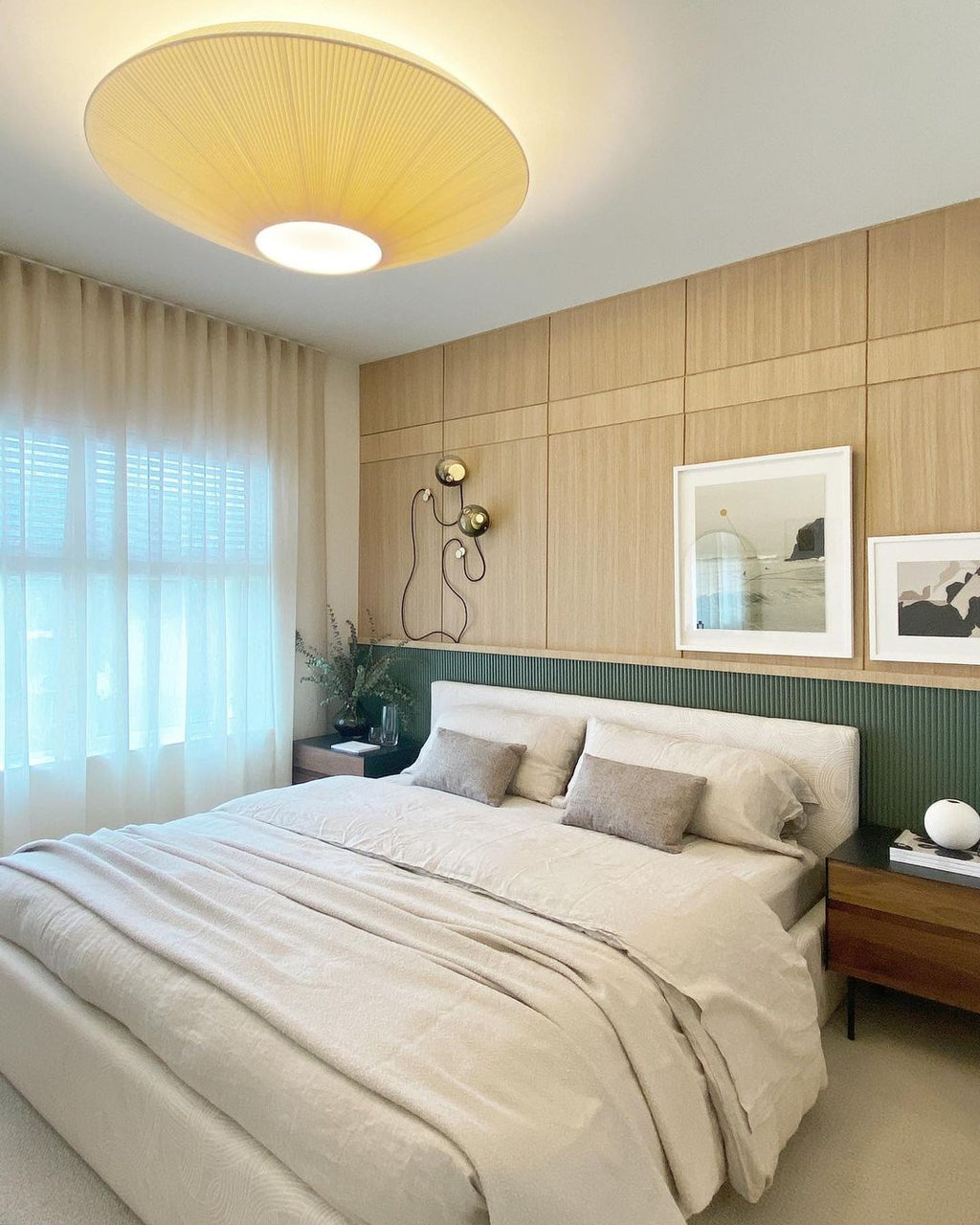 Siam Geometric Flush Mount Ceiling Light with Fabric Diffuser