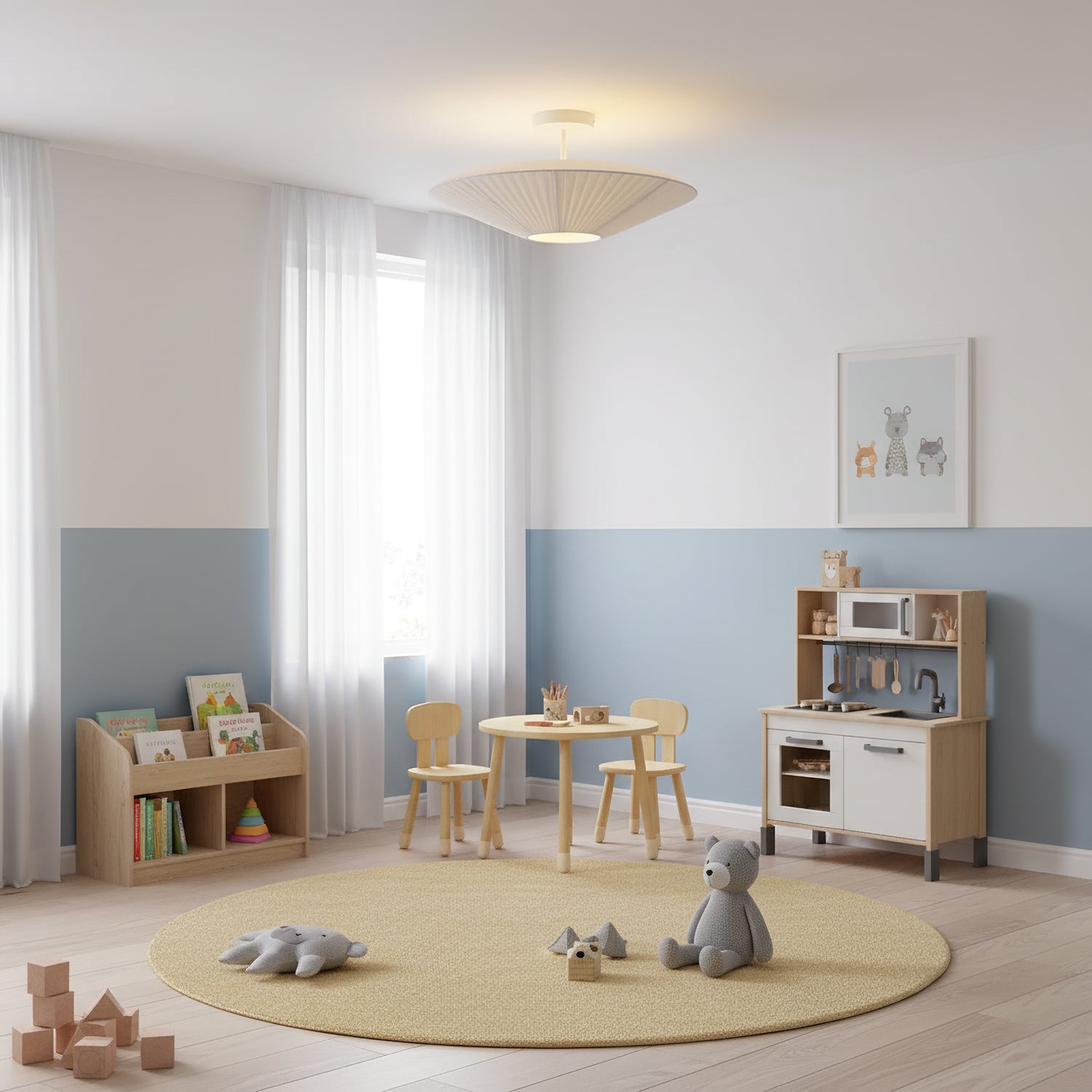 Siam Geometric Flush Mount Ceiling Light with Fabric Diffuser