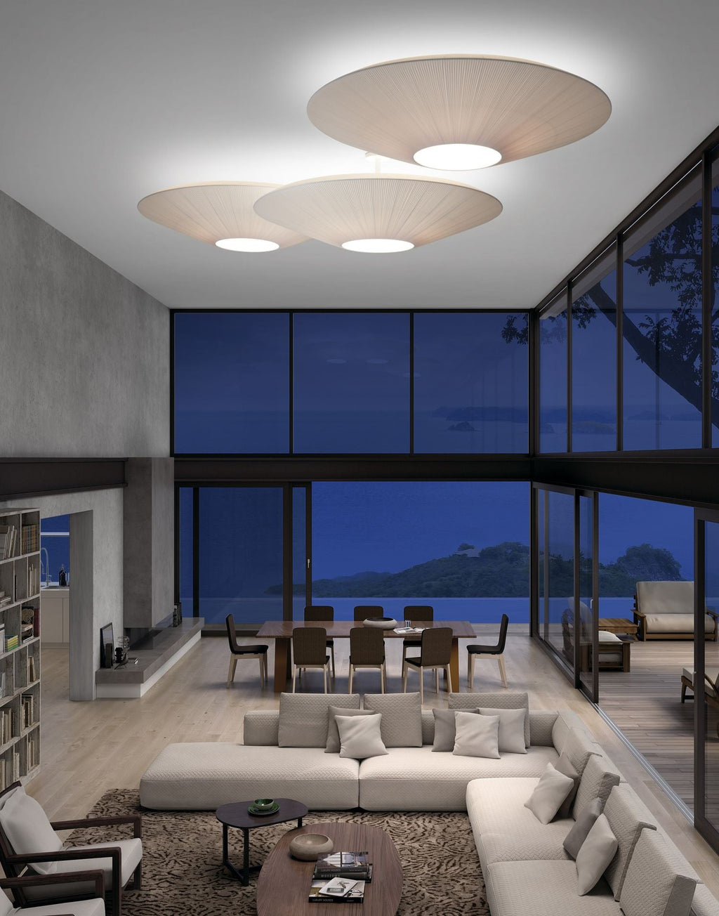 Siam Geometric Flush Mount Ceiling Light with Fabric Diffuser