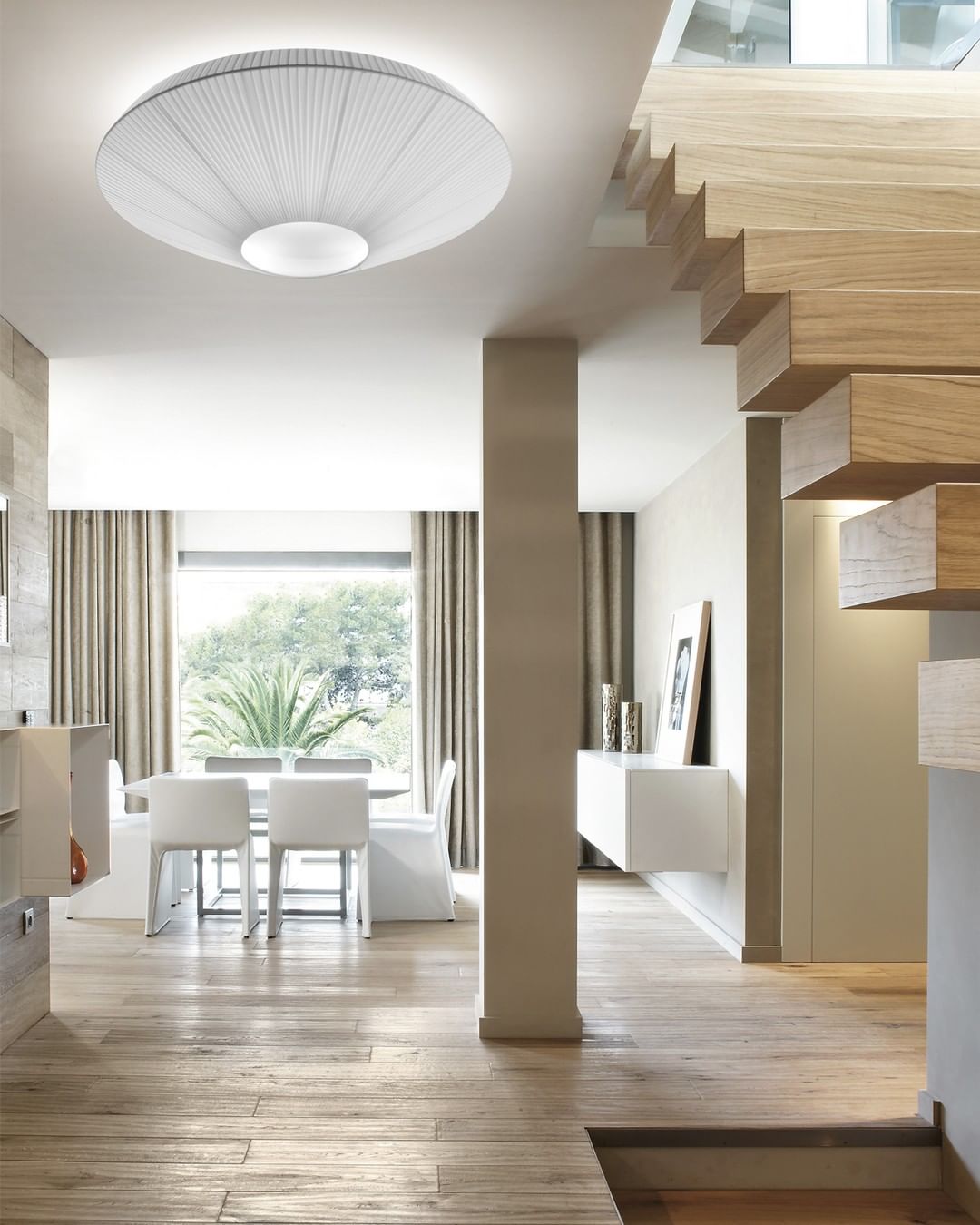 Siam Geometric Flush Mount Ceiling Light with Fabric Diffuser