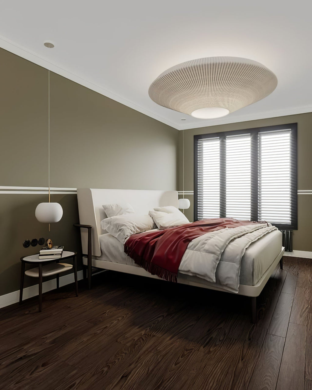 Siam Geometric Flush Mount Ceiling Light with Fabric Diffuser