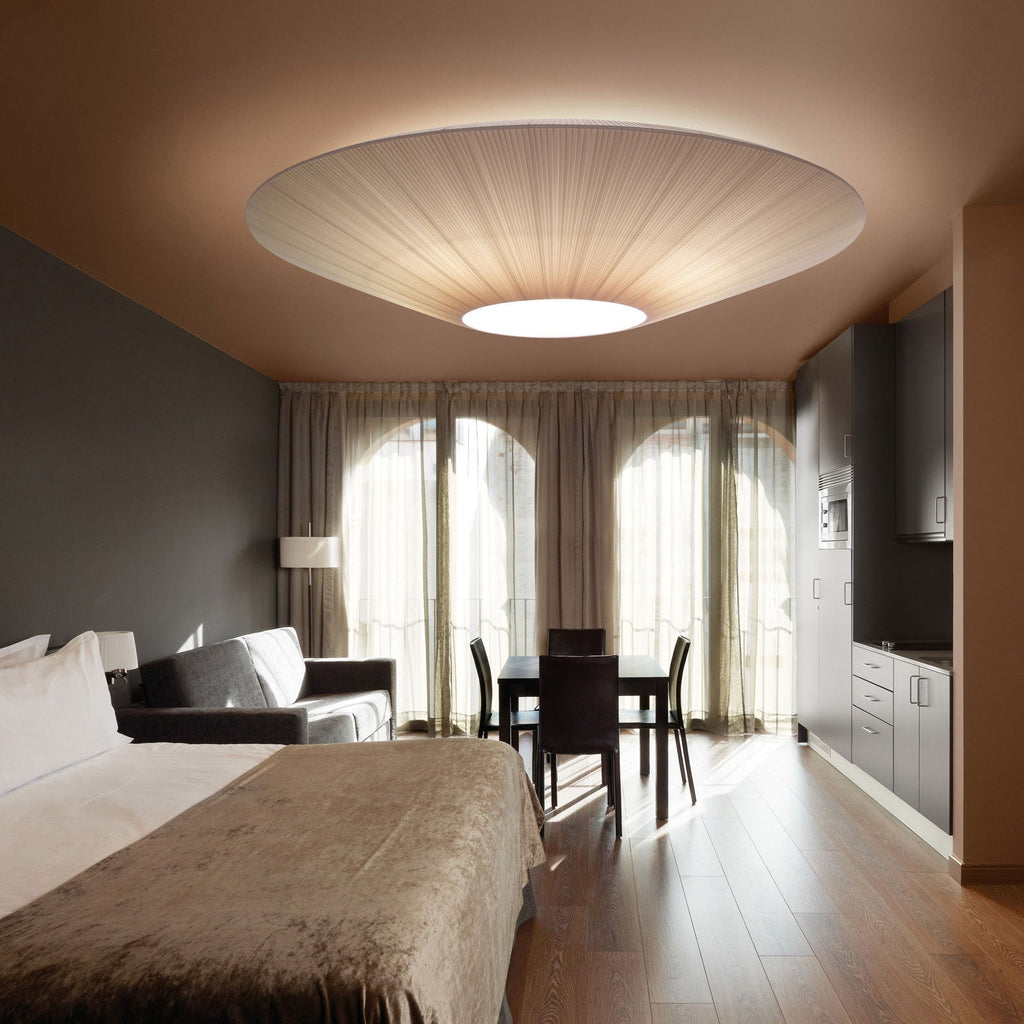 Siam Geometric Flush Mount Ceiling Light with Fabric Diffuser