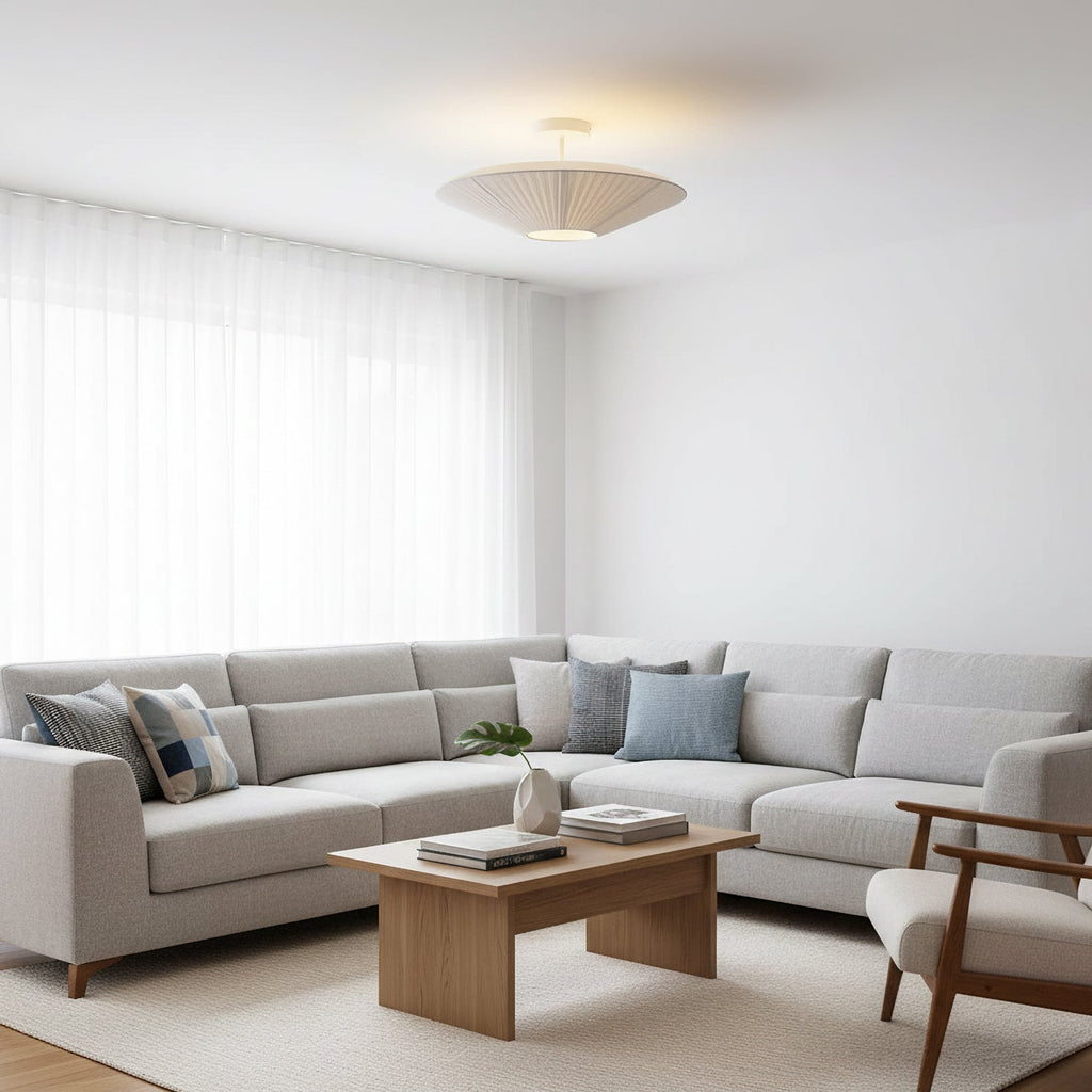 Siam Geometric Flush Mount Ceiling Light with Fabric Diffuser