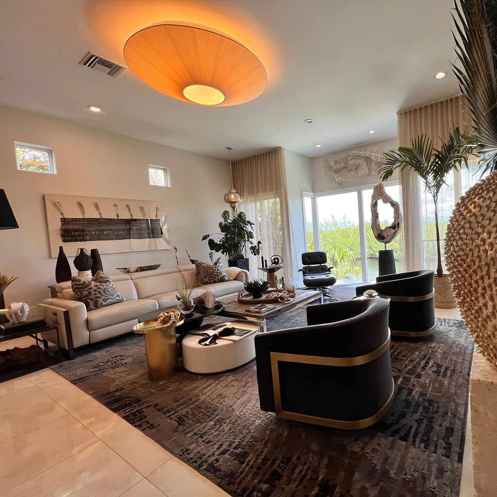 Siam Geometric Flush Mount Ceiling Light with Fabric Diffuser