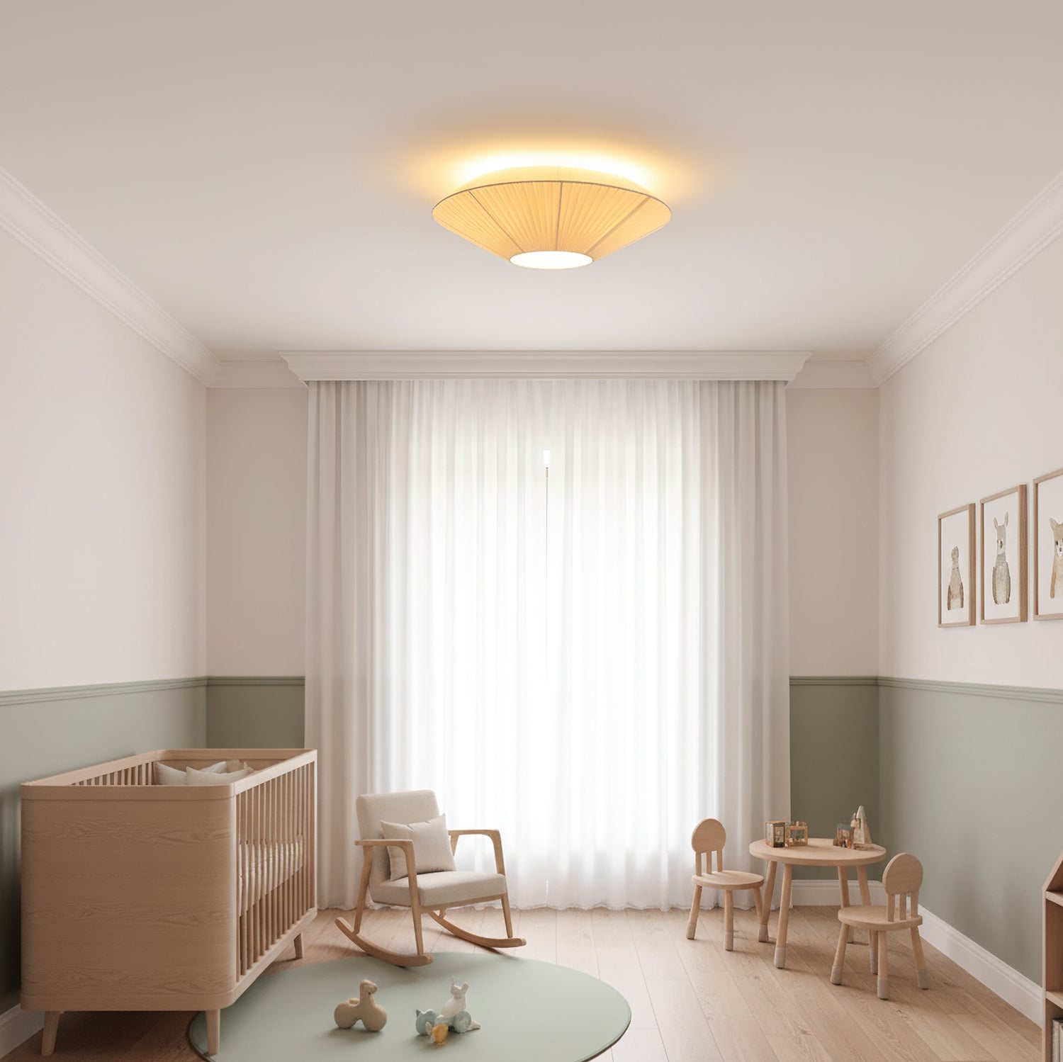 Siam Geometric Flush Mount Ceiling Light with Fabric Diffuser