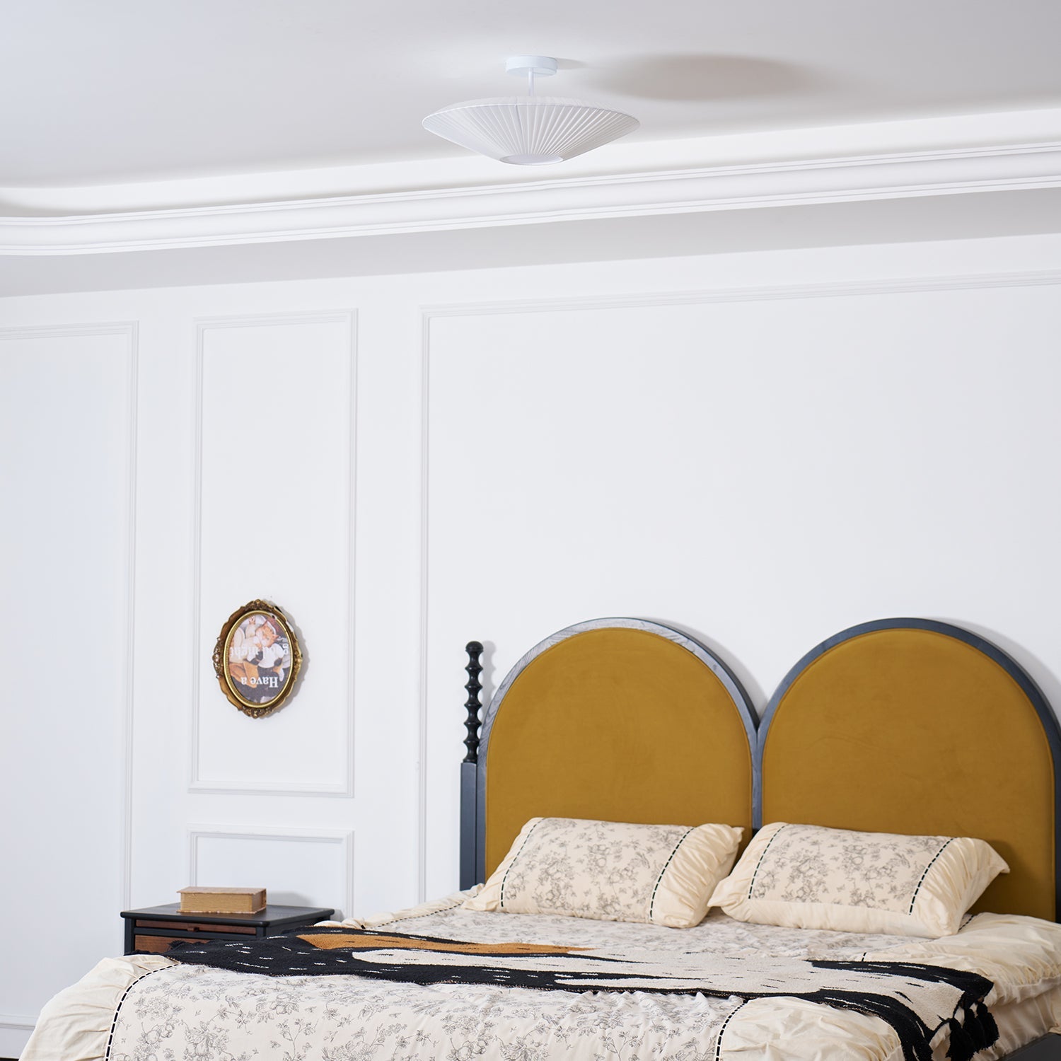 Siam Geometric Flush Mount Ceiling Light with Fabric Diffuser