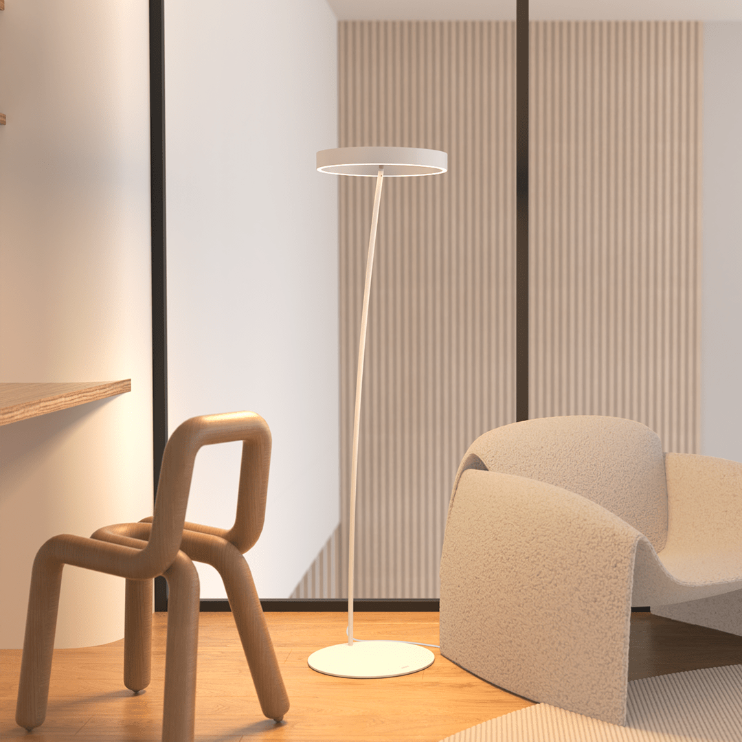 Modern LED Ring Floor Lamp – Minimalist Standing Light for Living Room
