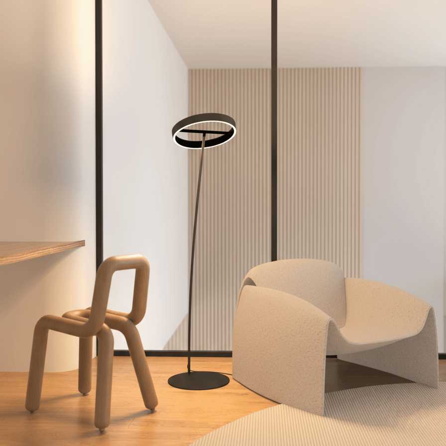 Modern LED Ring Floor Lamp – Minimalist Standing Light for Living Room