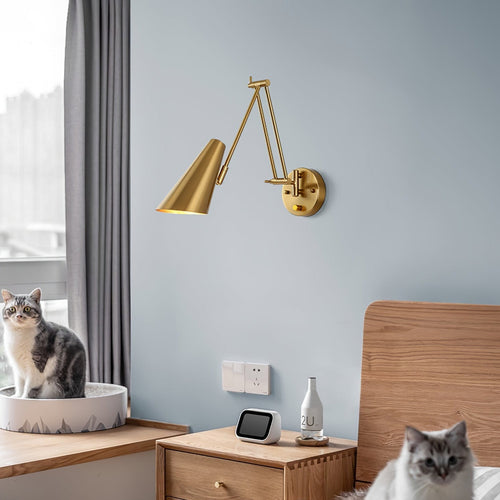 Adjustable Swing Arm Wall Light in Metal – Articulating Task Wall Lamp