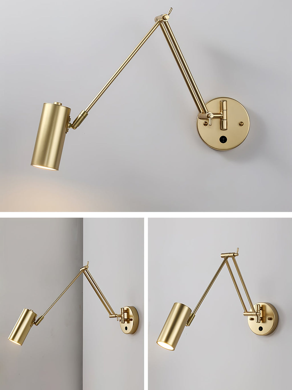 Adjustable Swing Arm Wall Light in Metal – Articulating Task Wall Lamp