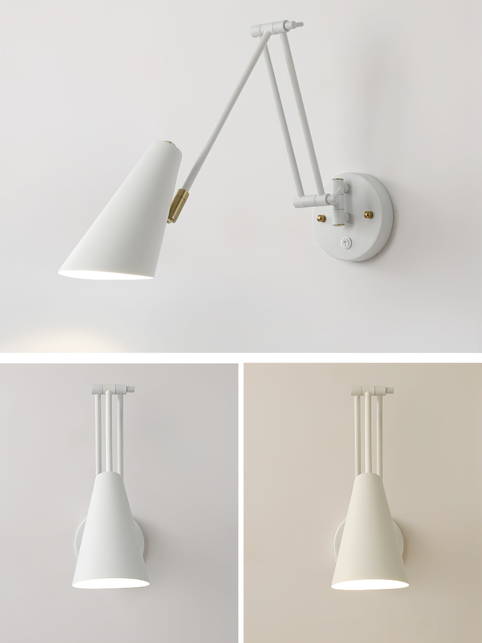 Adjustable Swing Arm Wall Light in Metal – Articulating Task Wall Lamp