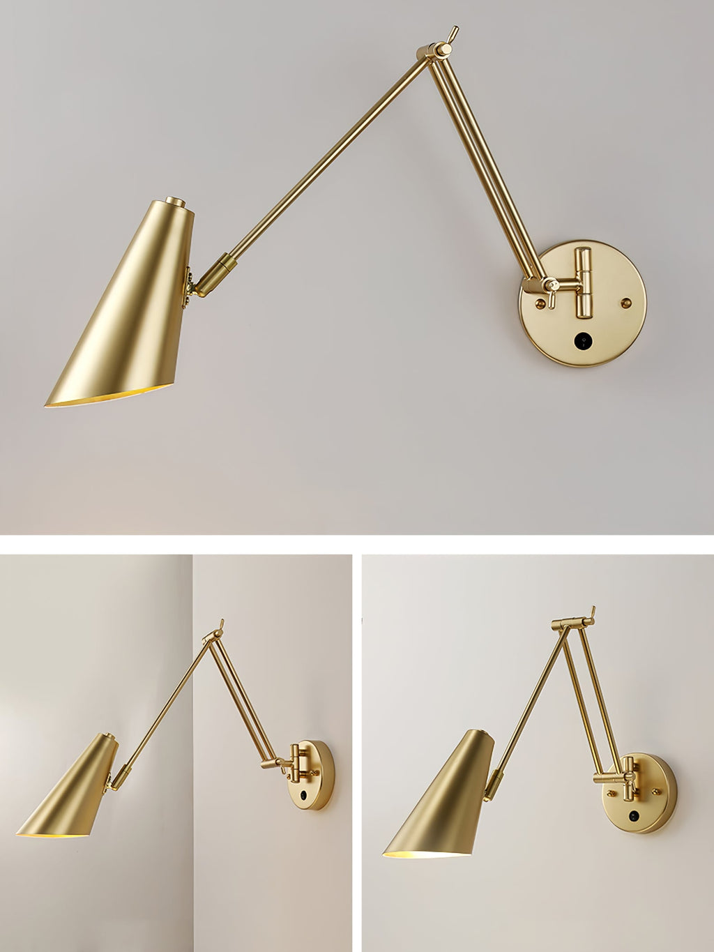 Adjustable Swing Arm Wall Light in Metal – Articulating Task Wall Lamp