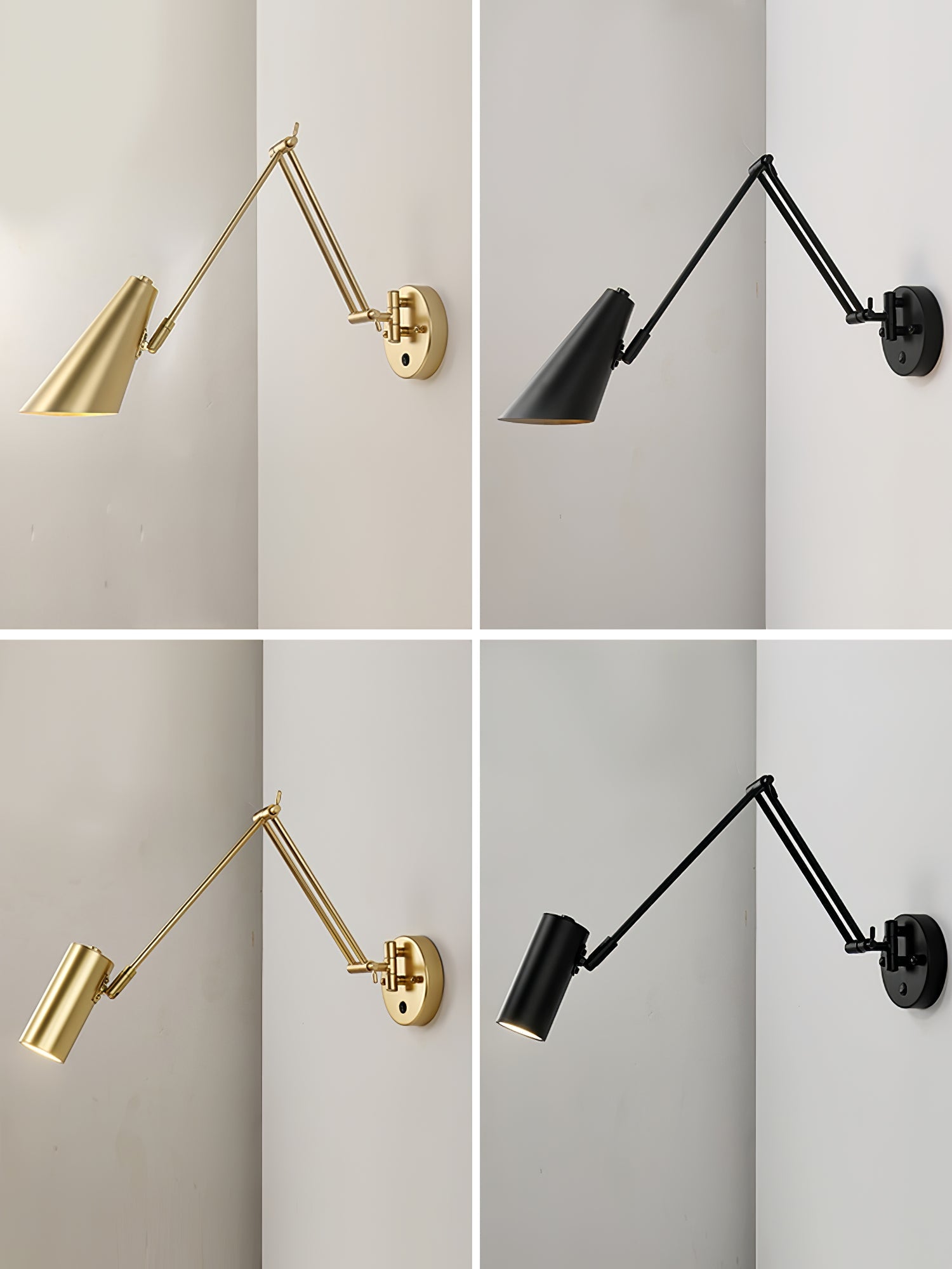 Adjustable Swing Arm Wall Light in Metal – Articulating Task Wall Lamp