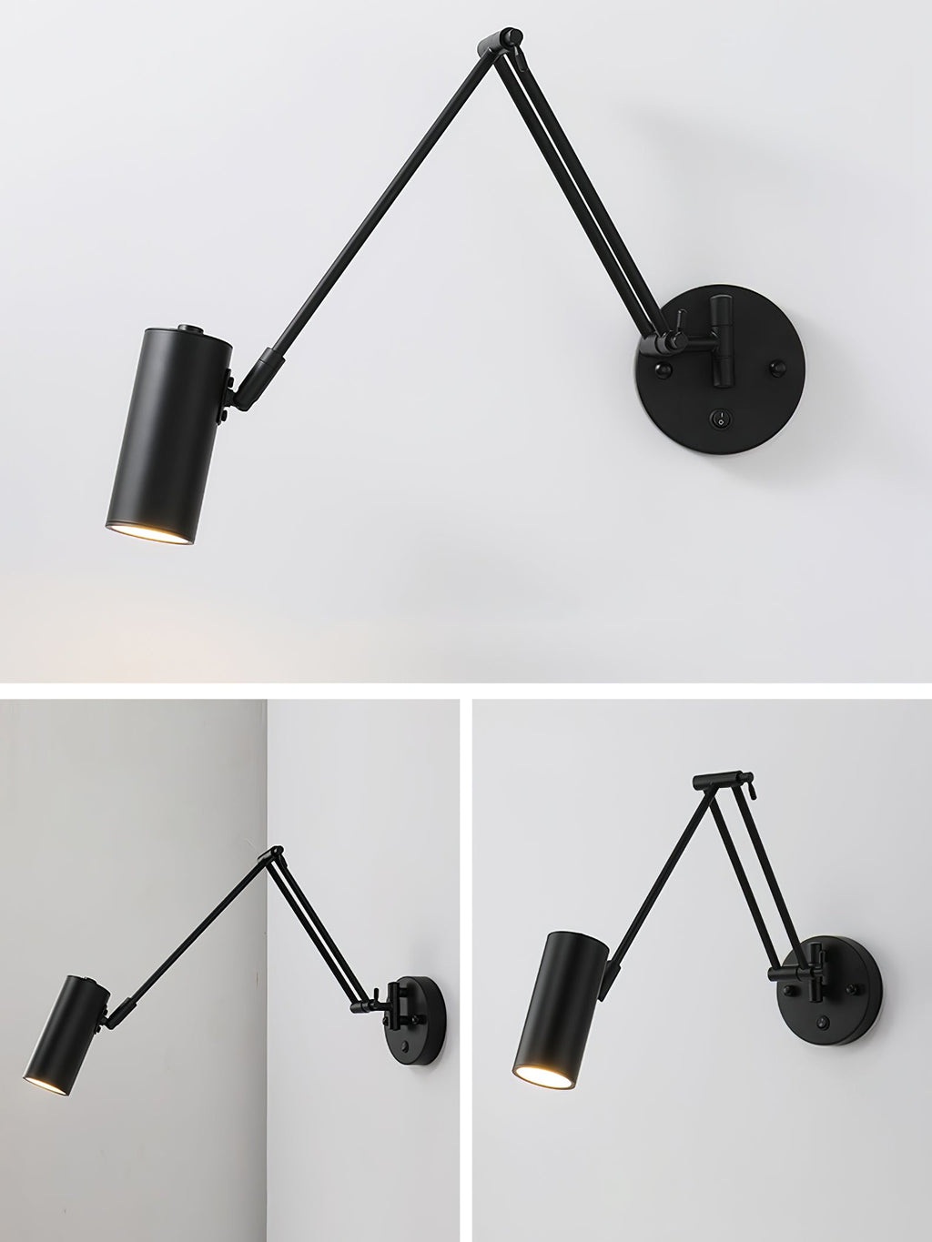 Adjustable Swing Arm Wall Light in Metal – Articulating Task Wall Lamp