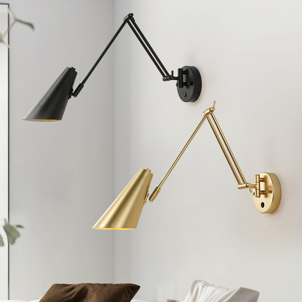 Adjustable Swing Arm Wall Light in Metal – Articulating Task Wall Lamp