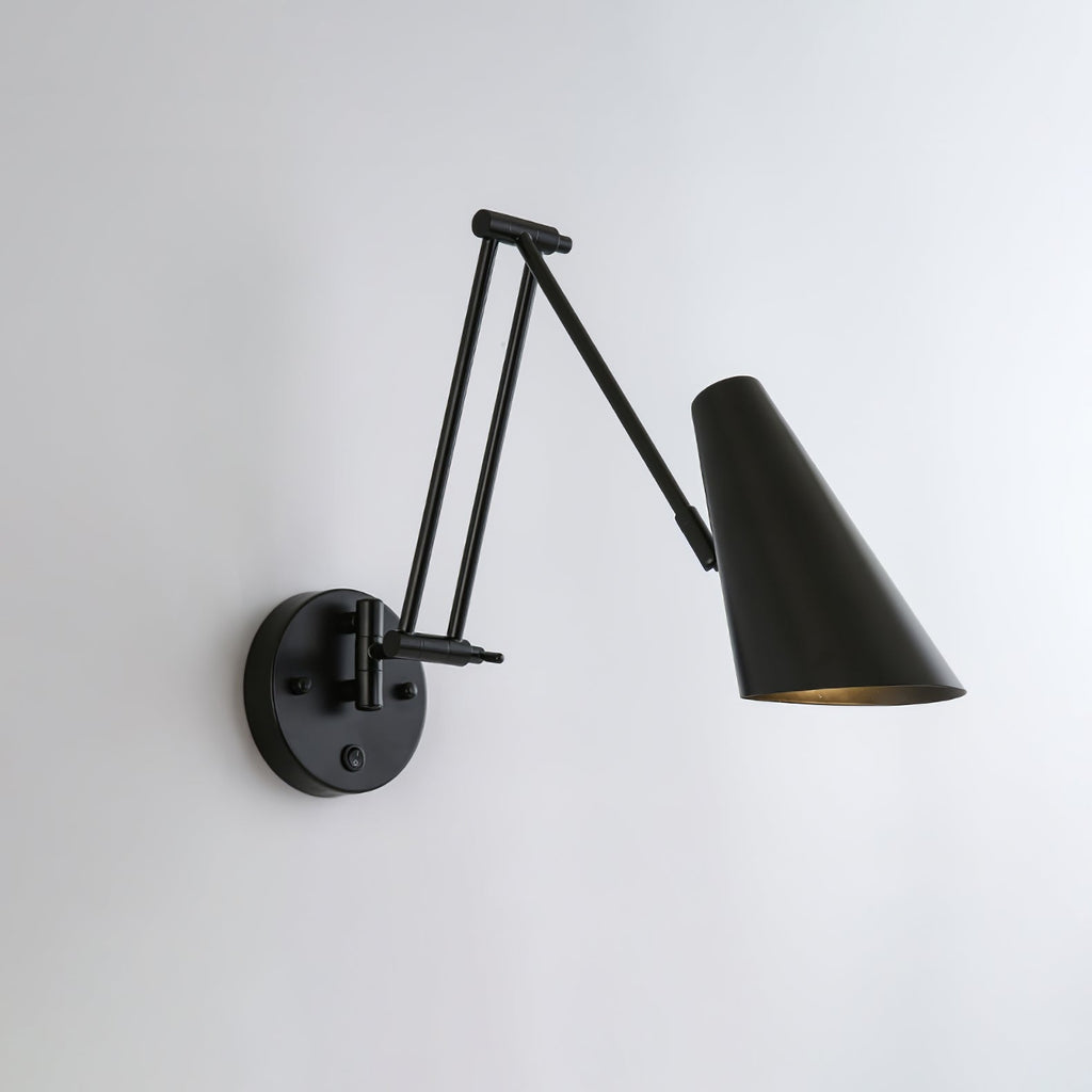 Adjustable Swing Arm Wall Light in Metal – Articulating Task Wall Lamp