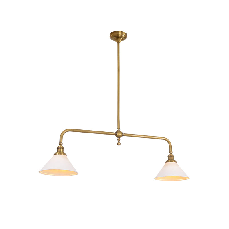 Vintage Brass 2-Light Linear Pendant Light – Kitchen Island Ceiling Light